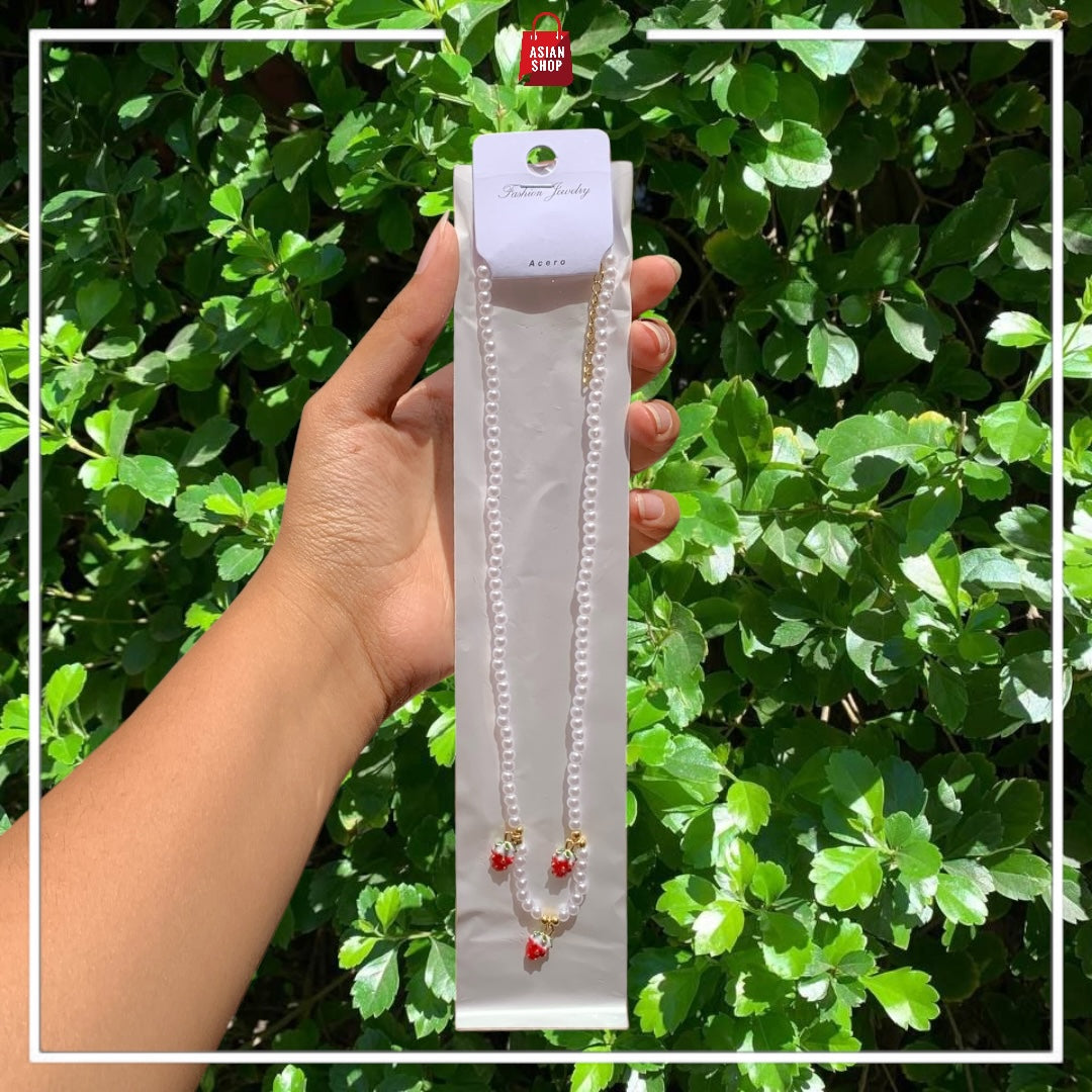 Collier en perle blanc Cherry