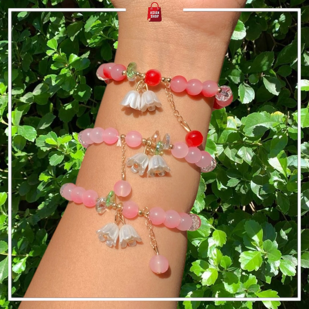 Bracelet en perles Tulipe et papillion