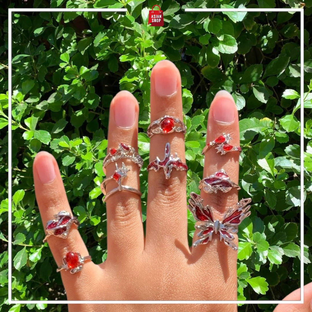 1Pc Bague aesthetique Rouge
