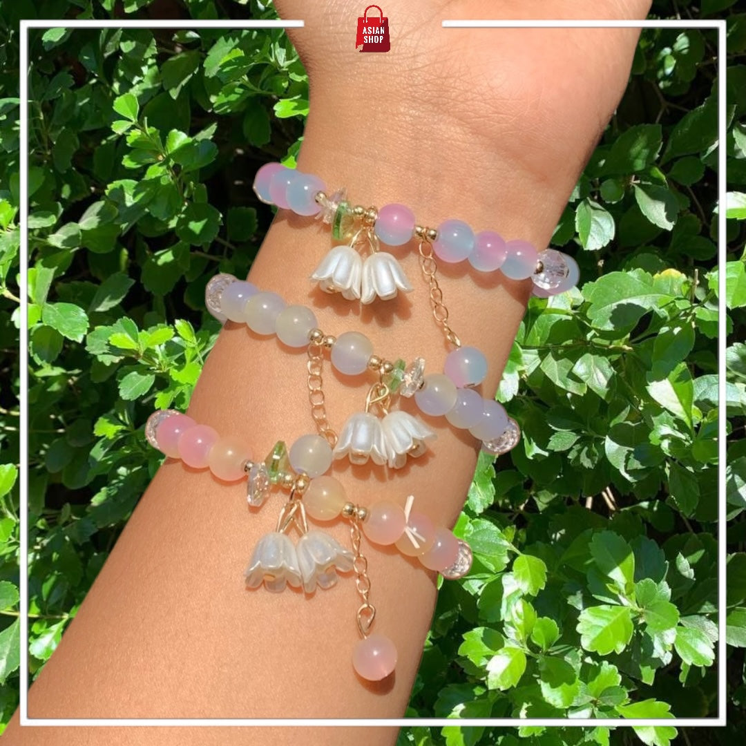 Bracelet en perles Tulipe et papillion