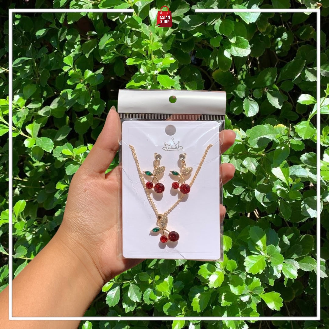 Ensemble collier + boucles Cherry