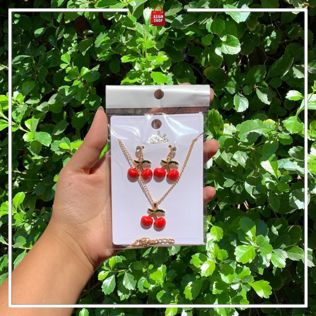 Ensemble collier + boucles Cherry