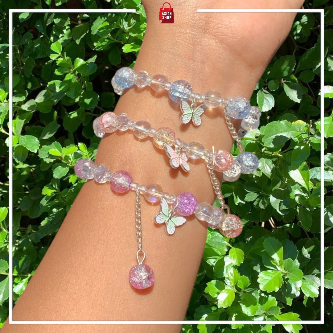 Bracelet en perles Tulipe et papillion