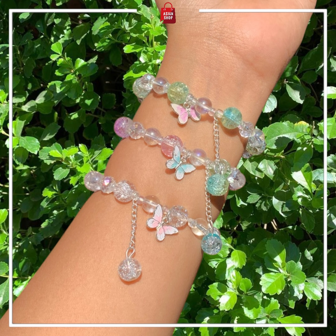 Bracelet en perles Tulipe et papillion