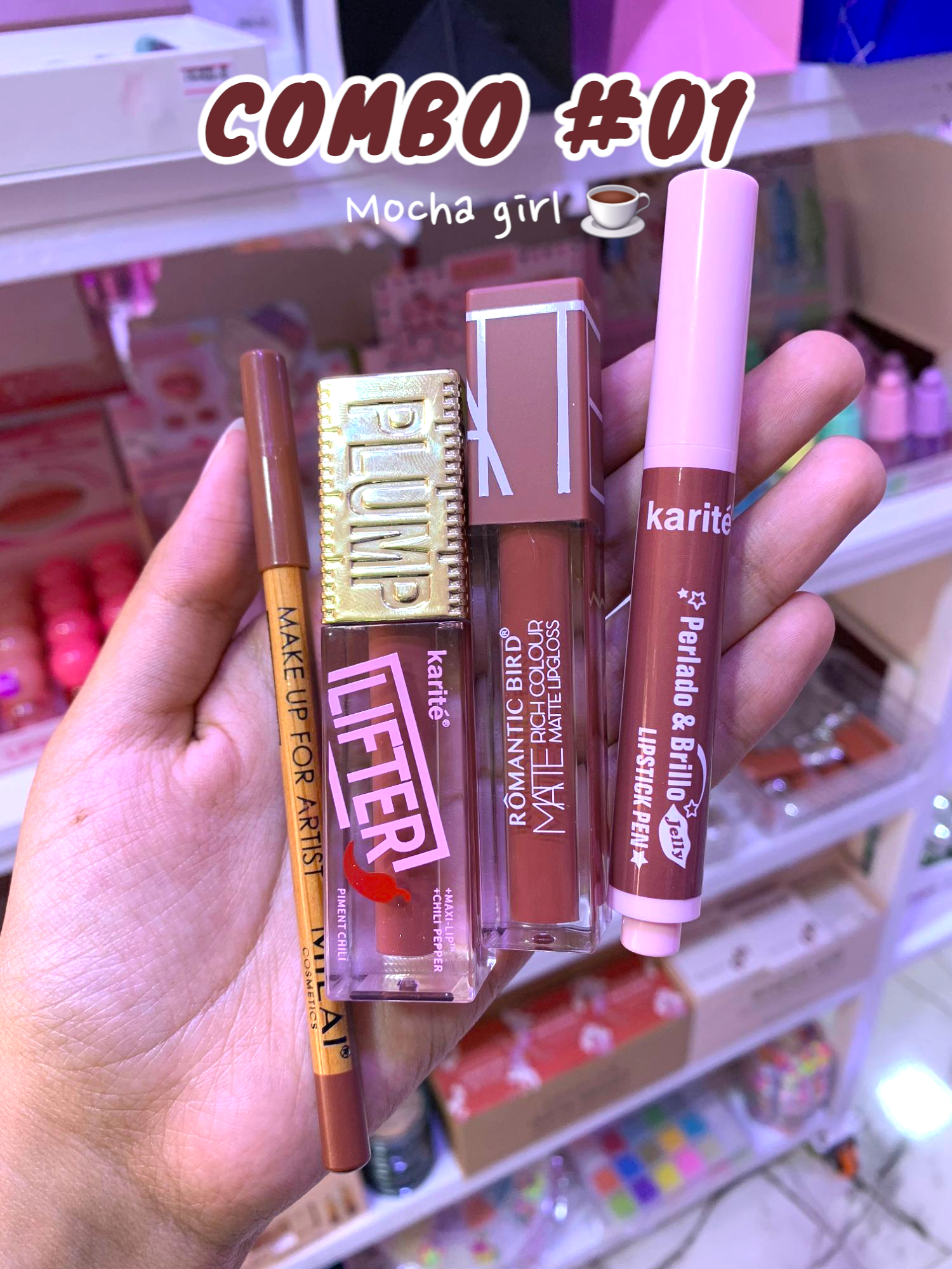 Lip Combo : Mocha girl, barbie girl, Peach summer, office siren, Strawberry girl, Clean girl
