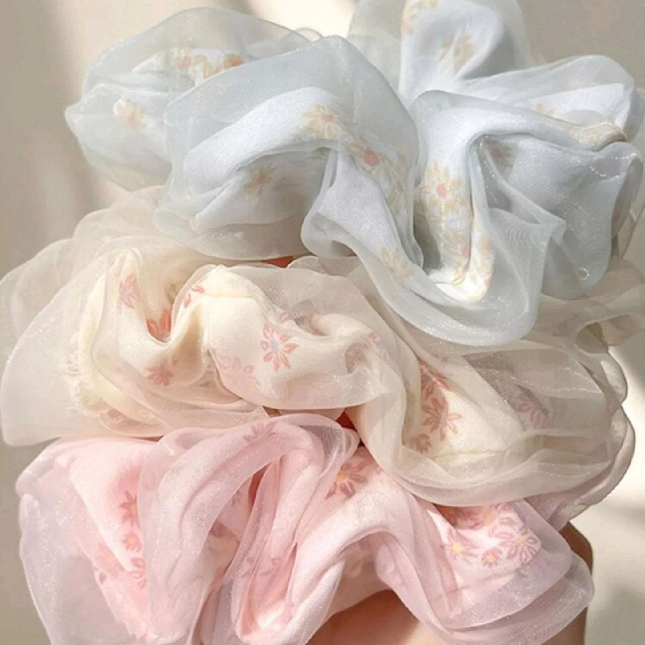 Scrunchie - Chouchou de cheveux fleuries